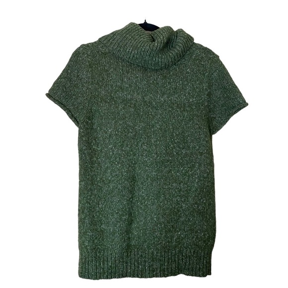 BCBG Maximara Green Sweater Short Sleeve Big Turtle Neck Size Small - Picture 2 of 2